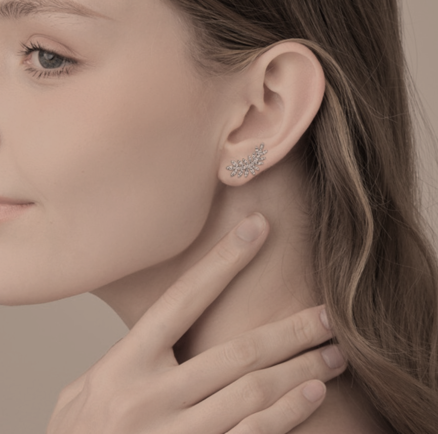 The Botanical Leaf Ear Climber Earrings