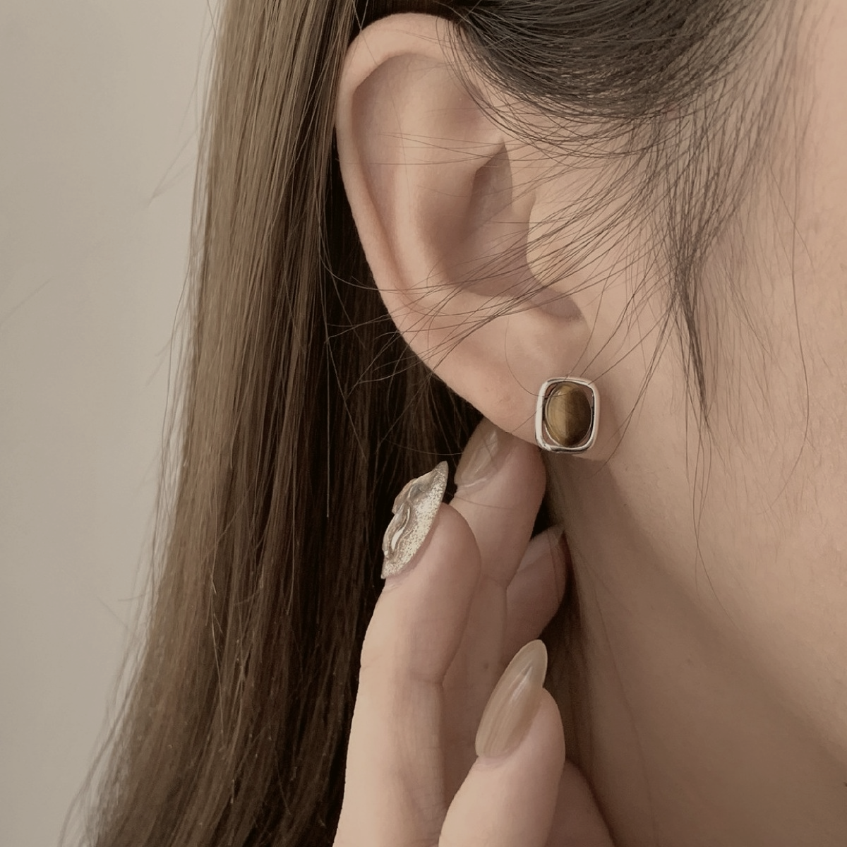 The Framed Tiger's Eye Stud Earrings