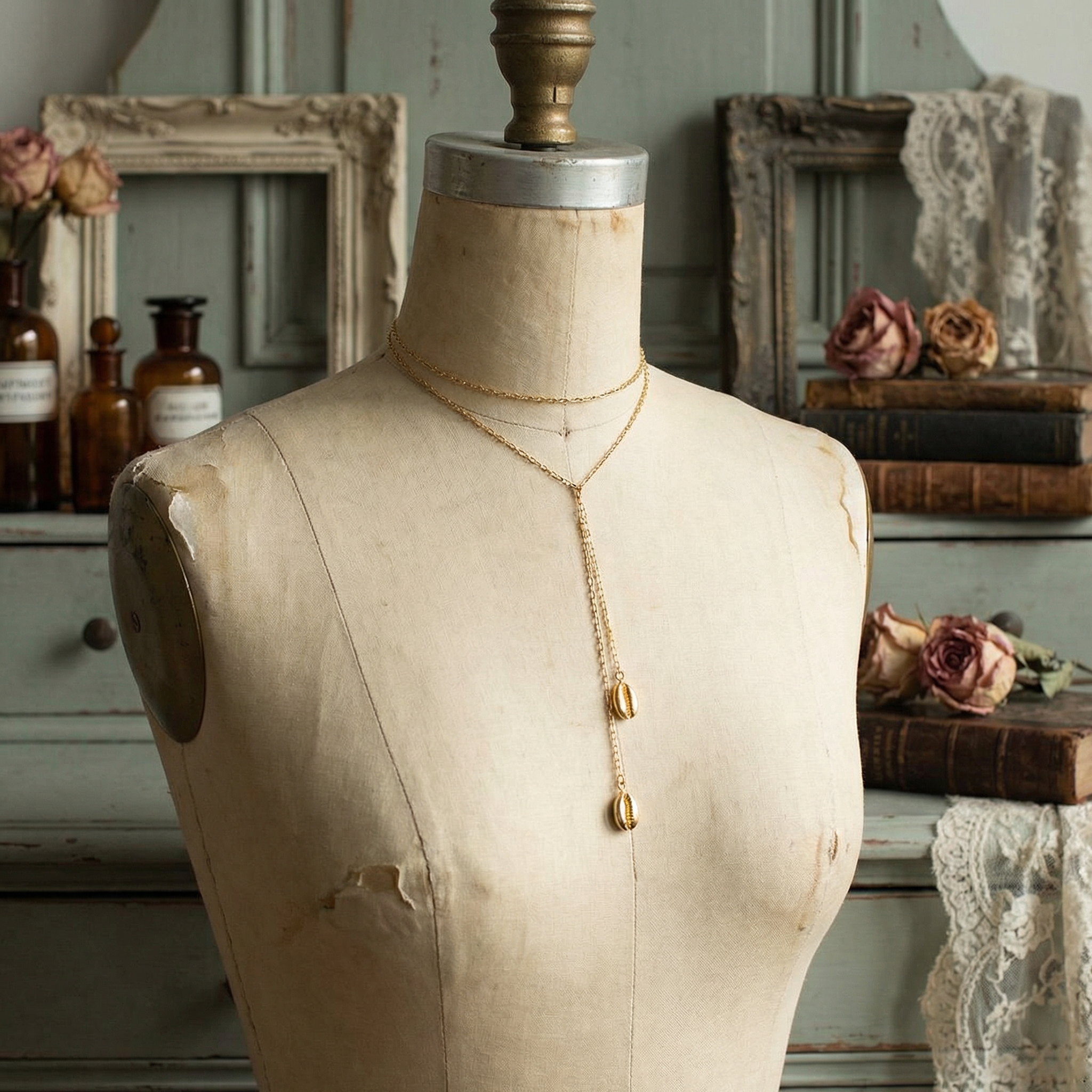 The Gilded Cowrie Wrap Necklace