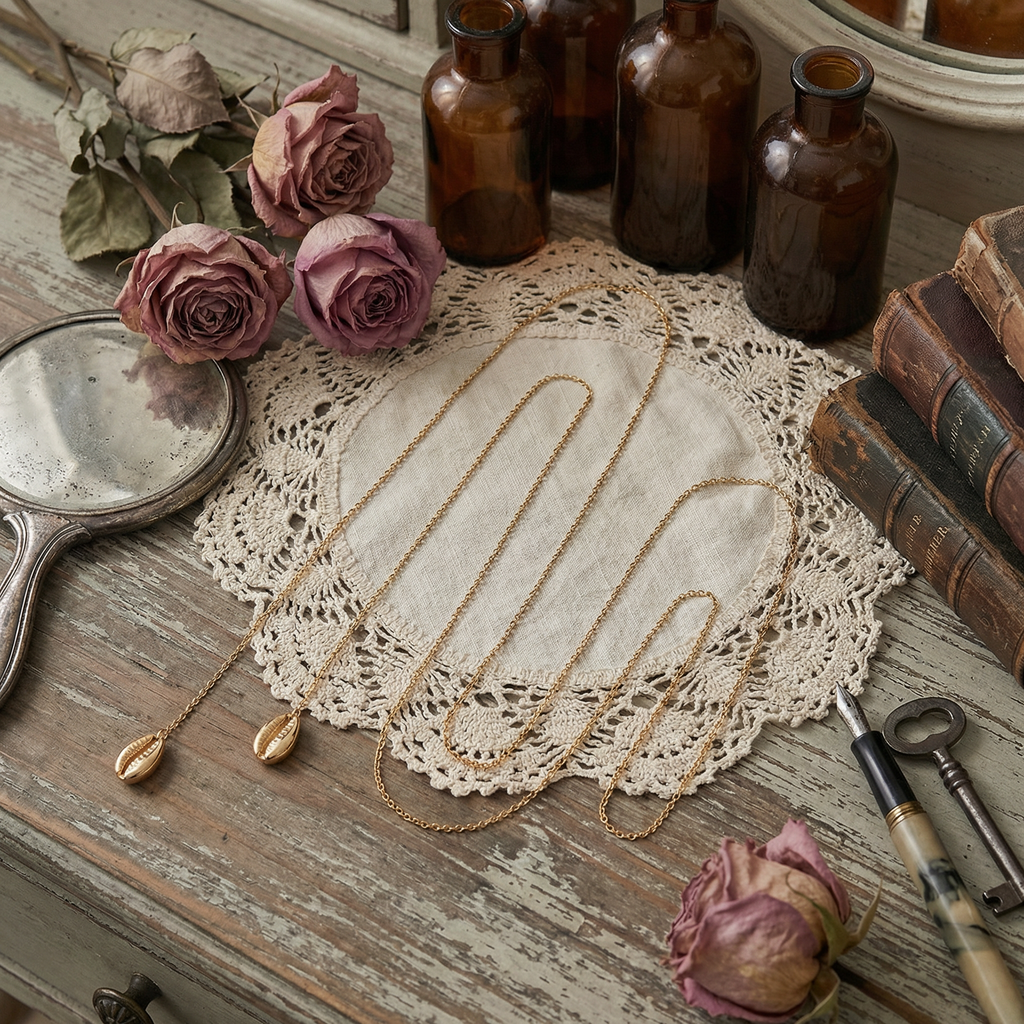 The Gilded Cowrie Wrap Necklace