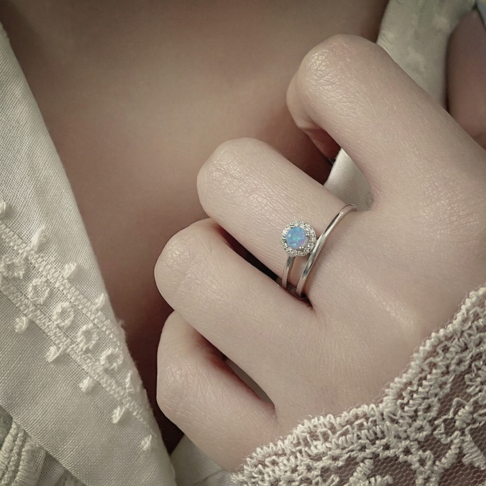 The Opal Halo Ring