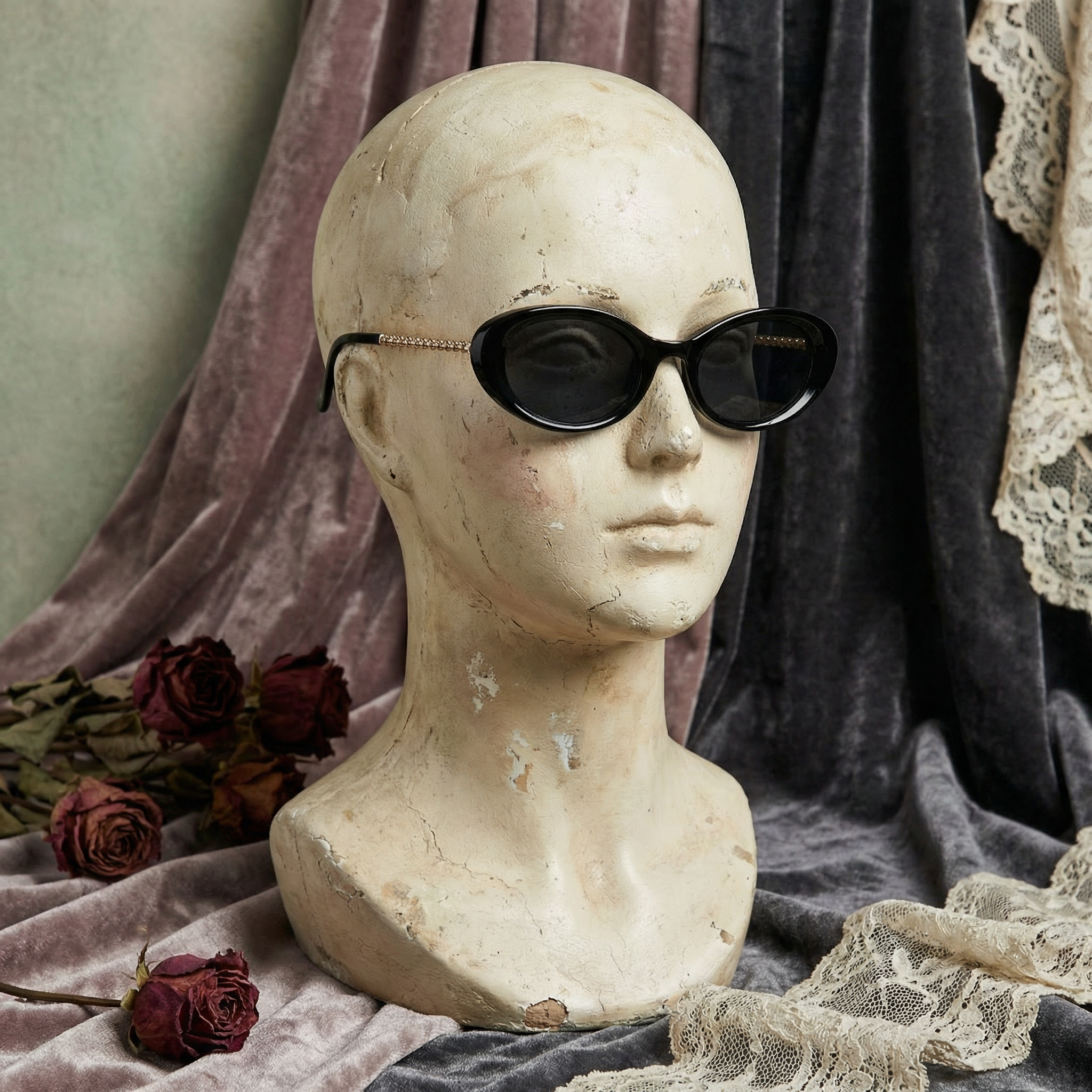 The Oval Chain Temple Cat-Eye Sunglasses