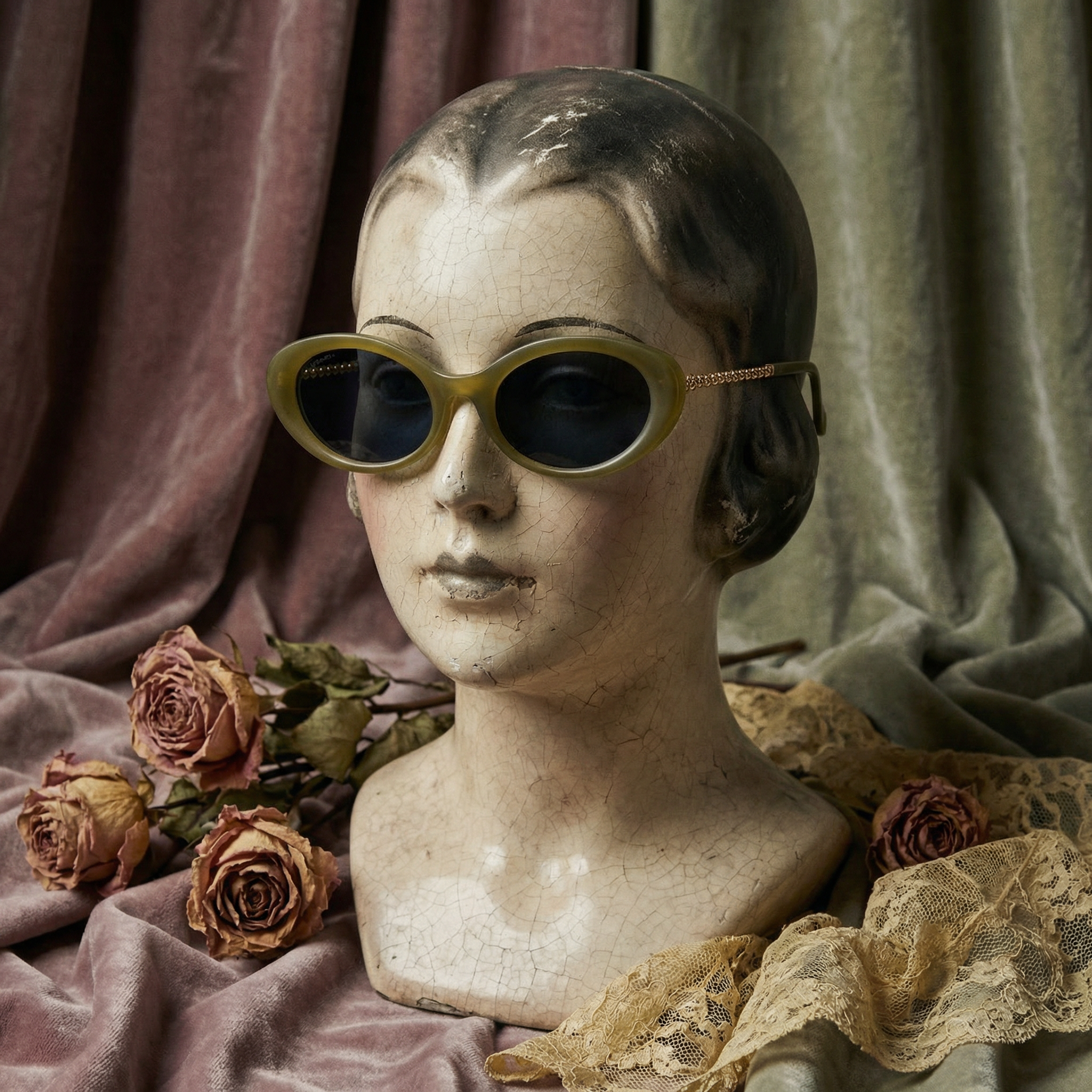 The Oval Chain Temple Cat-Eye Sunglasses