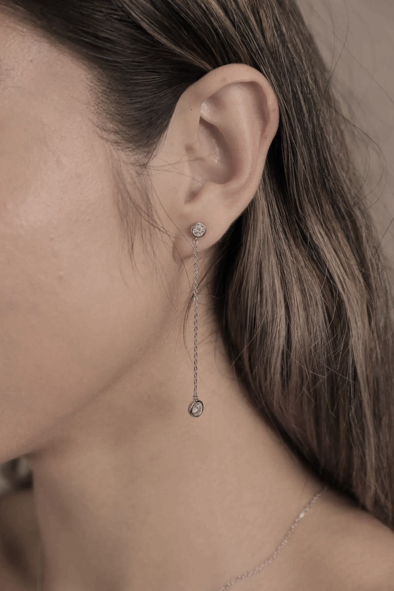 The Suspended Stone Chain Drop Earrings