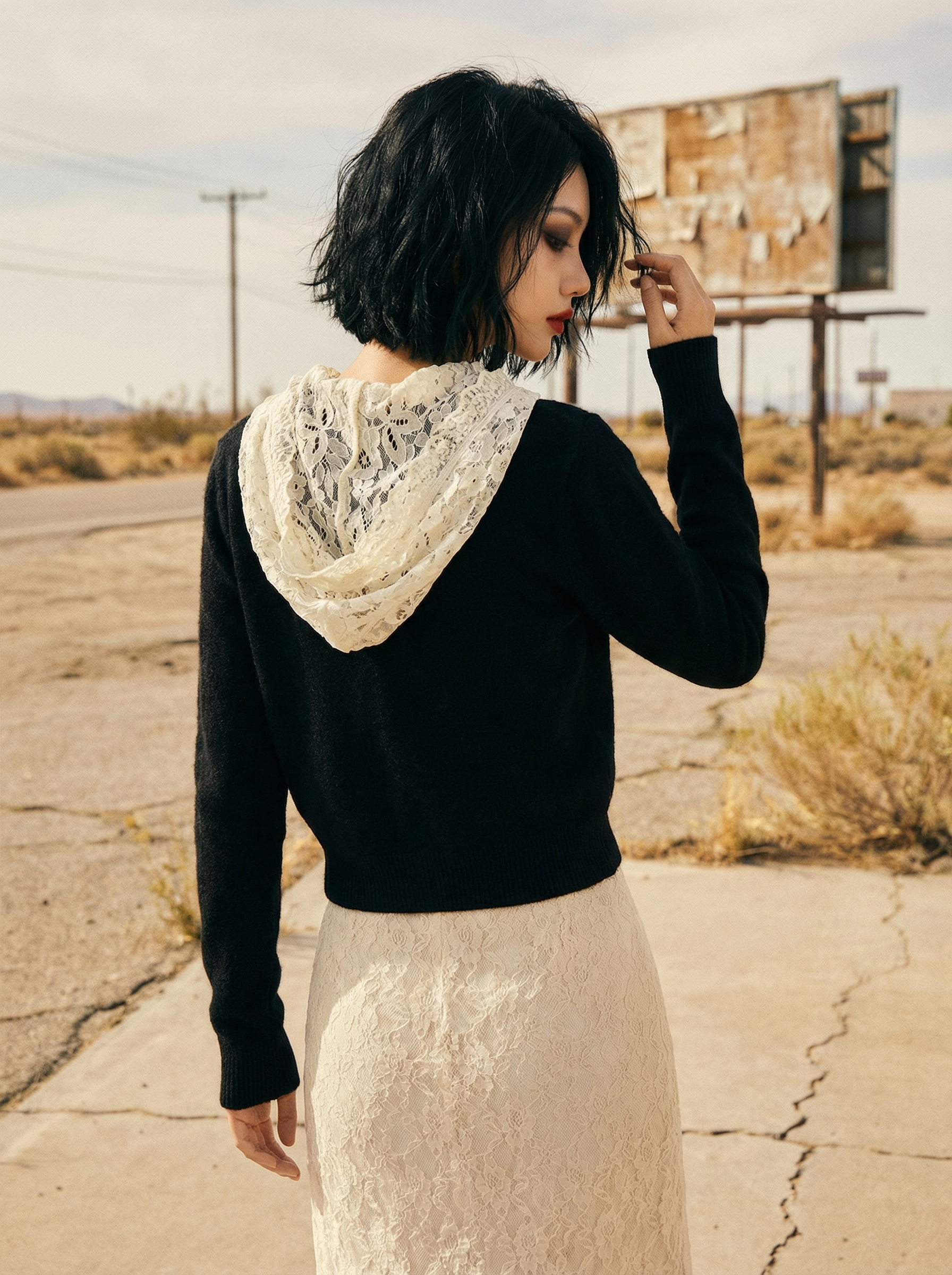 The Hollow Lace Hood Cardigan