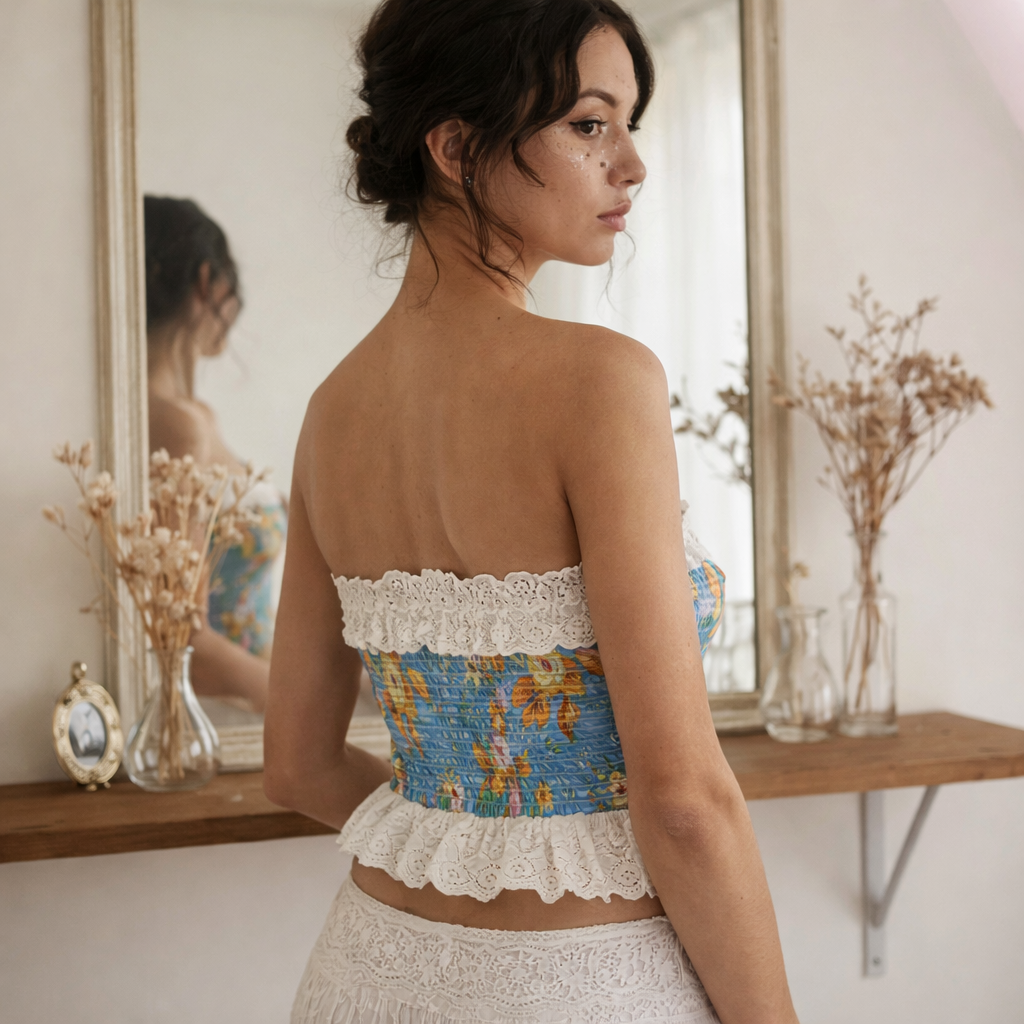 The Painted Bloom Strapless Top