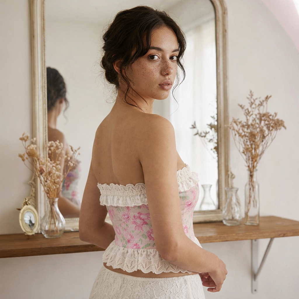The Painted Bloom Strapless Top