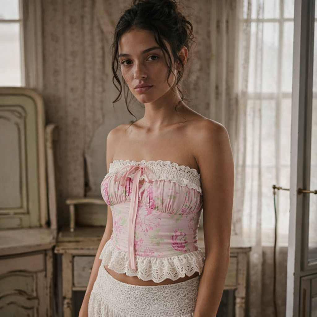 The Painted Bloom Strapless Top