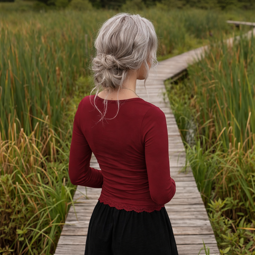 The Bramblepath Lace Trim Top