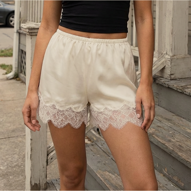 The Camellia Lace-Trim Shorts