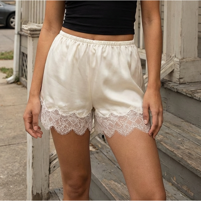 The Camellia Lace-Trim Shorts