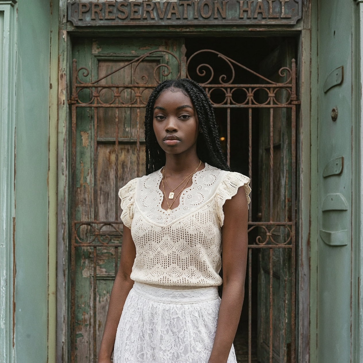 The Garden Lattice Ruffle Top
