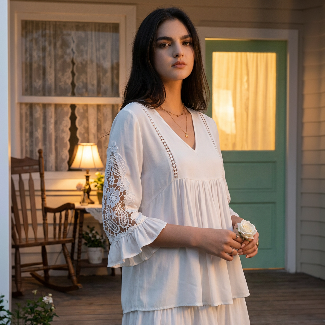 The Hearthlight Lace Sleeve Blouse
