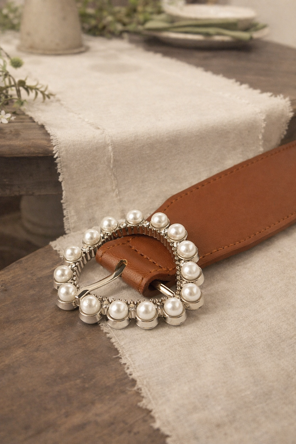 The Maribel Pearl Buckle Belt