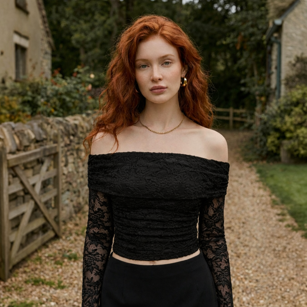 The Meadowveil Lace Bardot Top