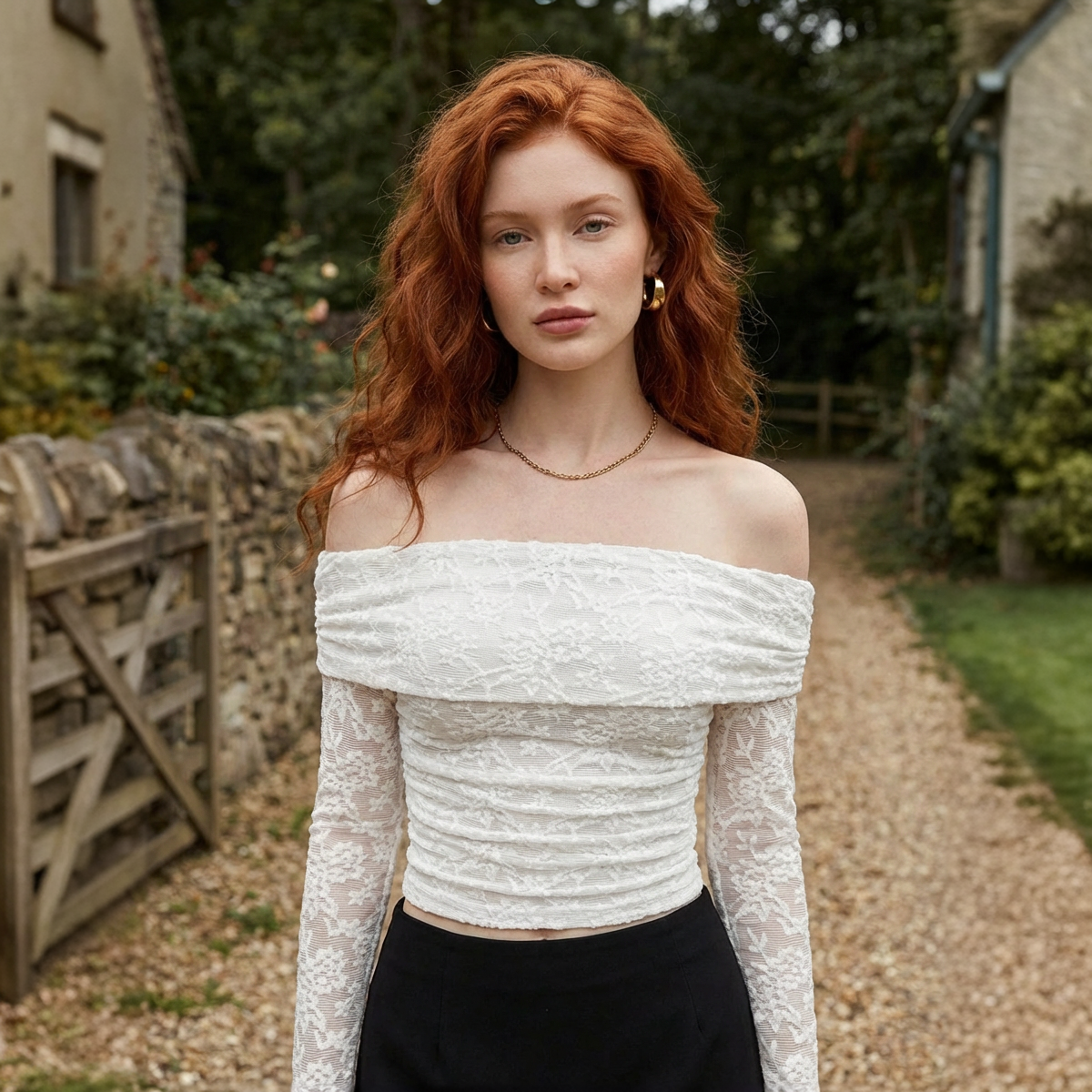 The Meadowveil Lace Bardot Top