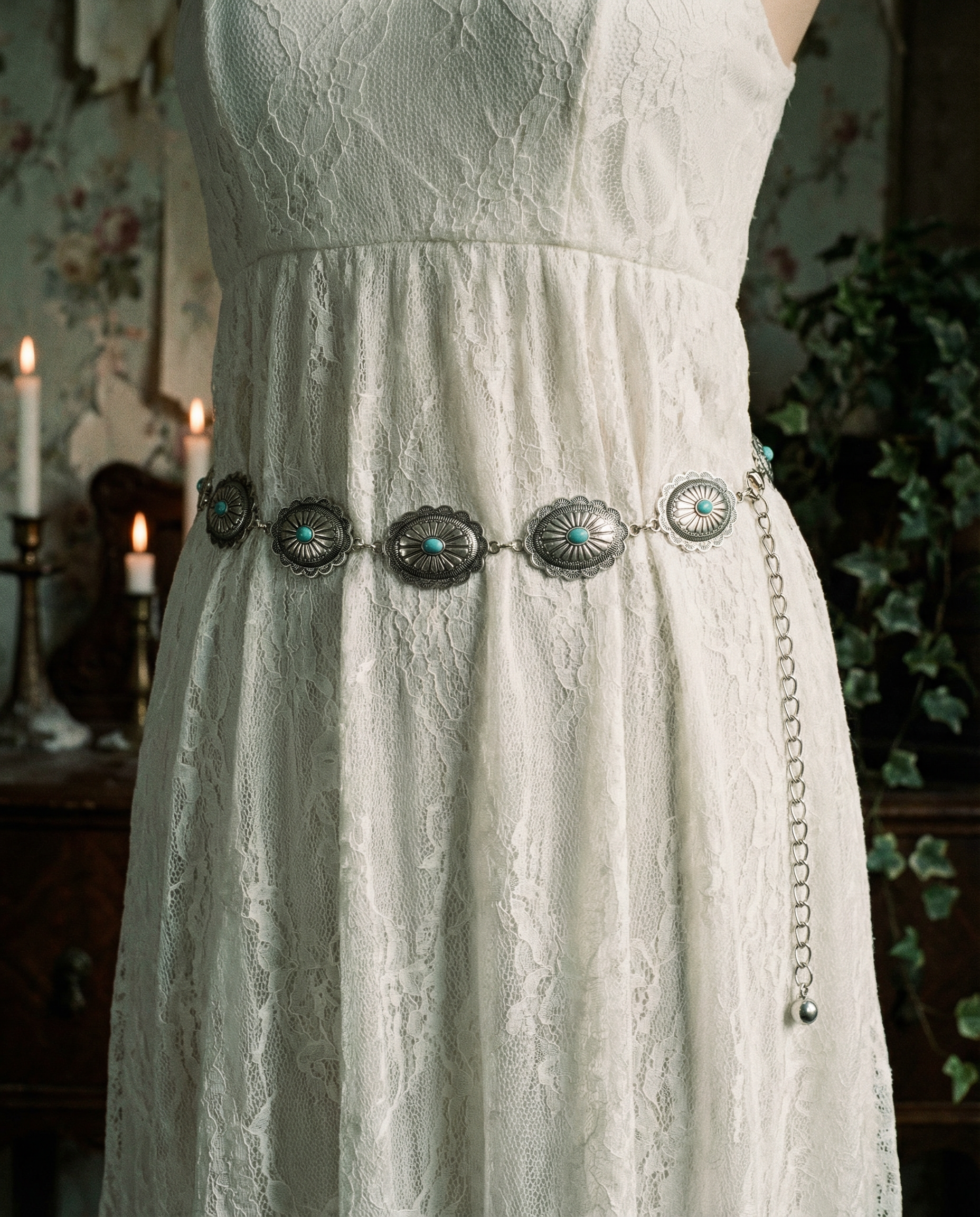 The Mesa Bloom Turquoise Chain Belt