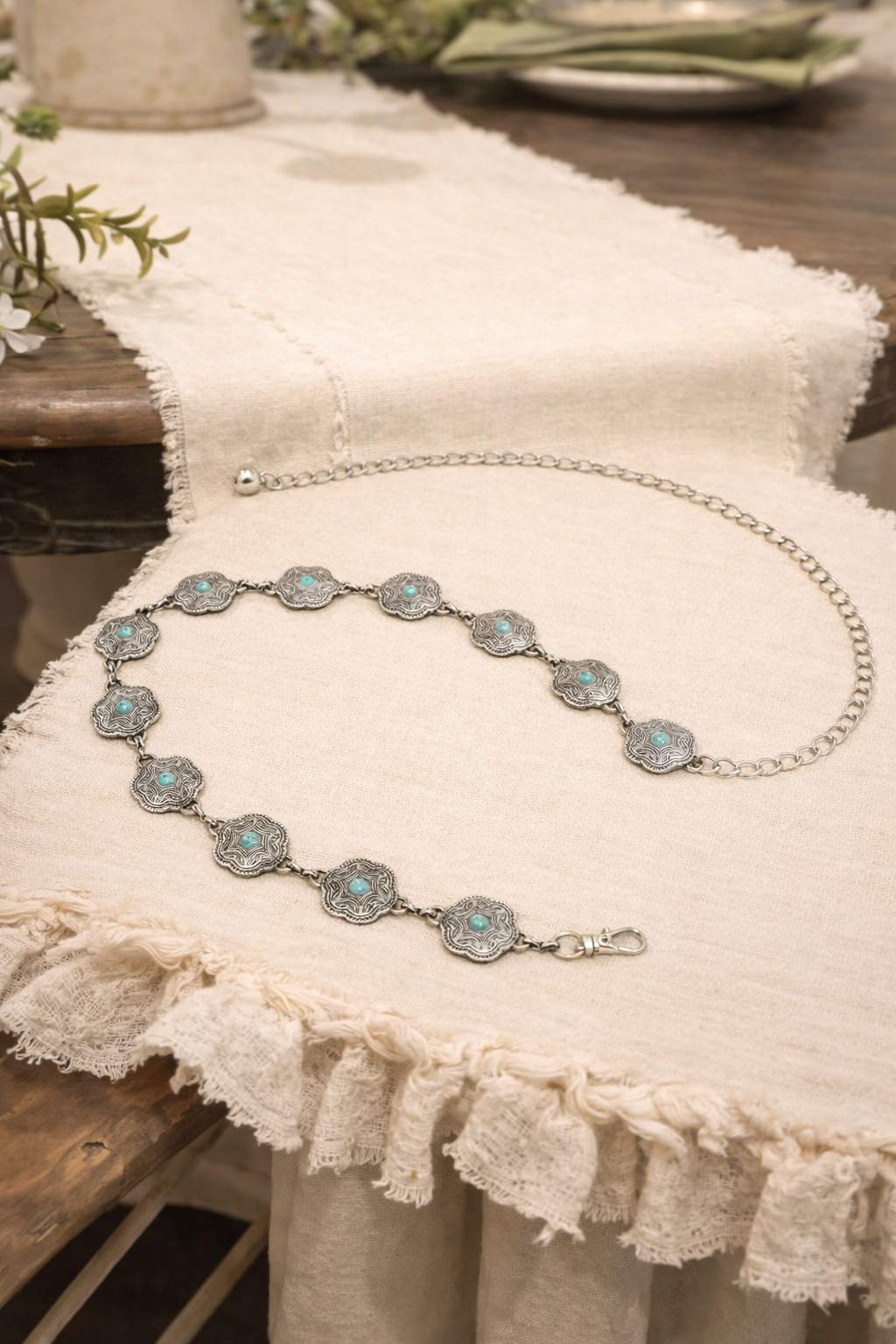 The Mesa Bloom Turquoise Chain Belt