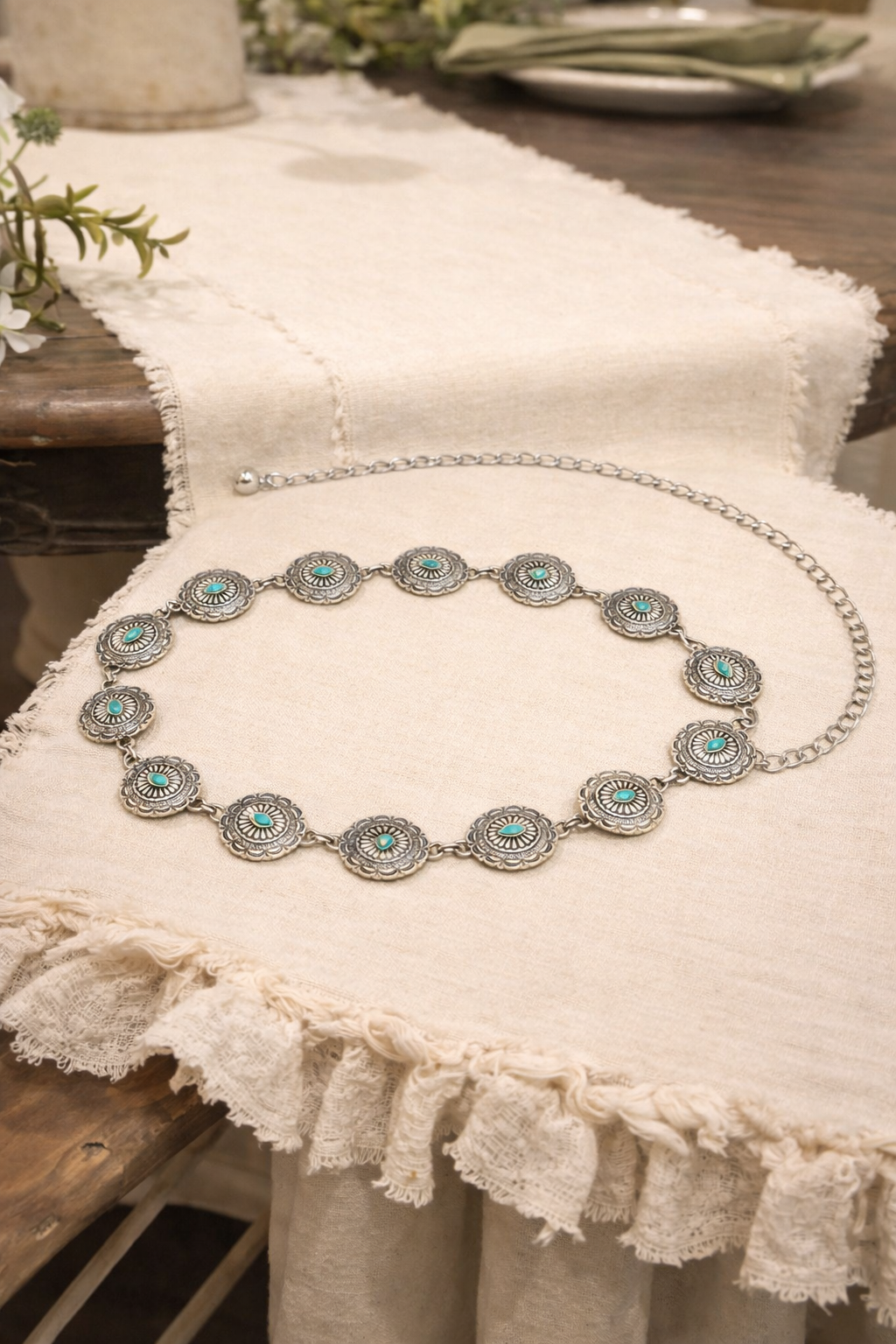 The Mesa Bloom Turquoise Chain Belt