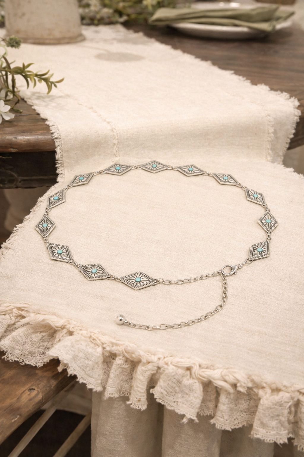 The Mesa Bloom Turquoise Chain Belt