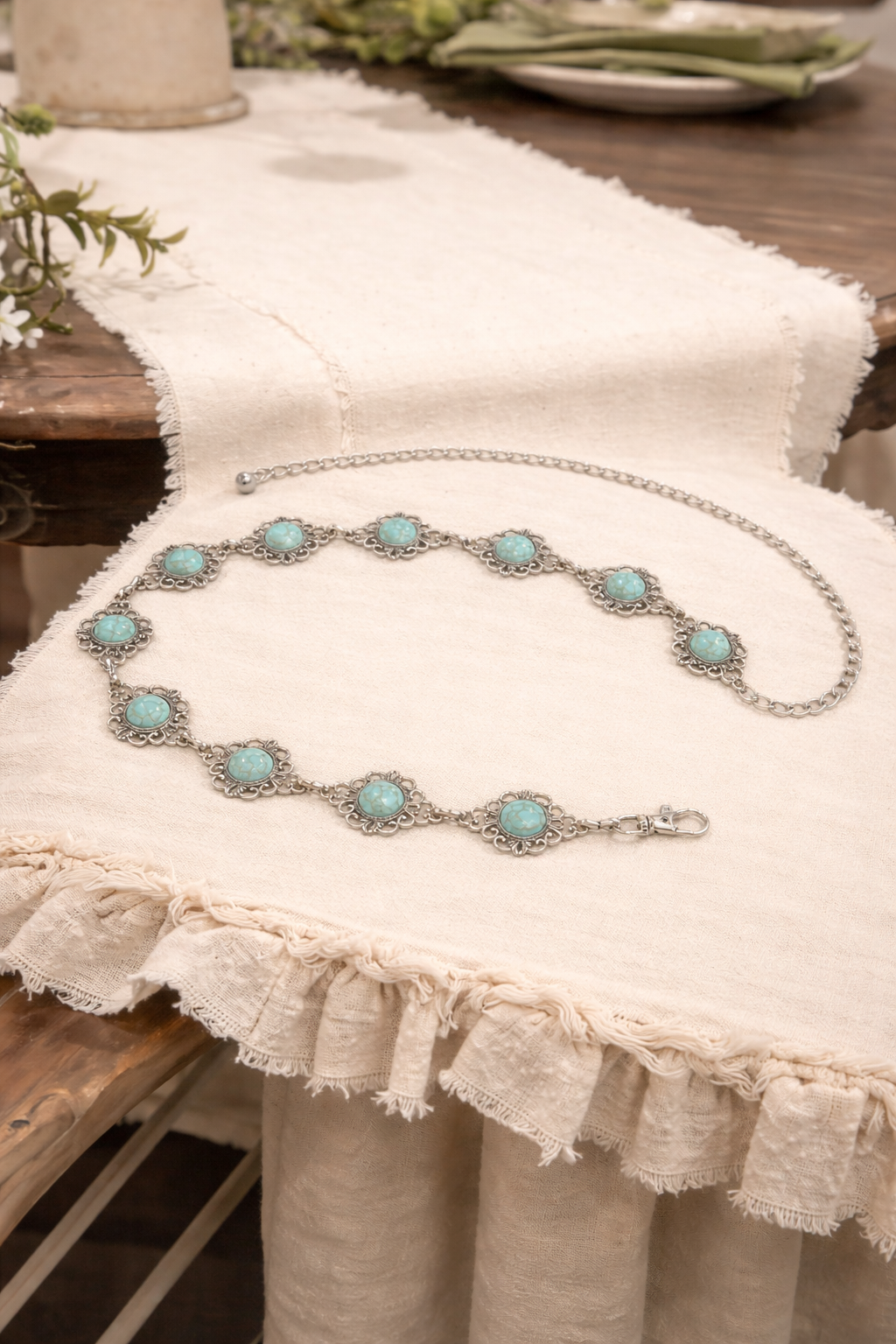 The Mesa Bloom Turquoise Chain Belt