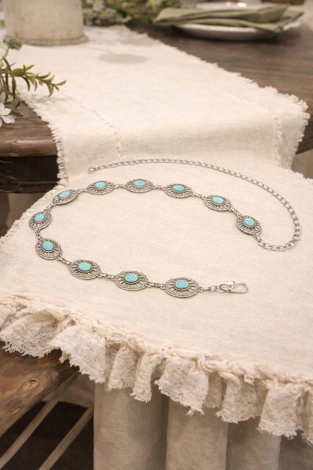 The Mesa Bloom Turquoise Chain Belt