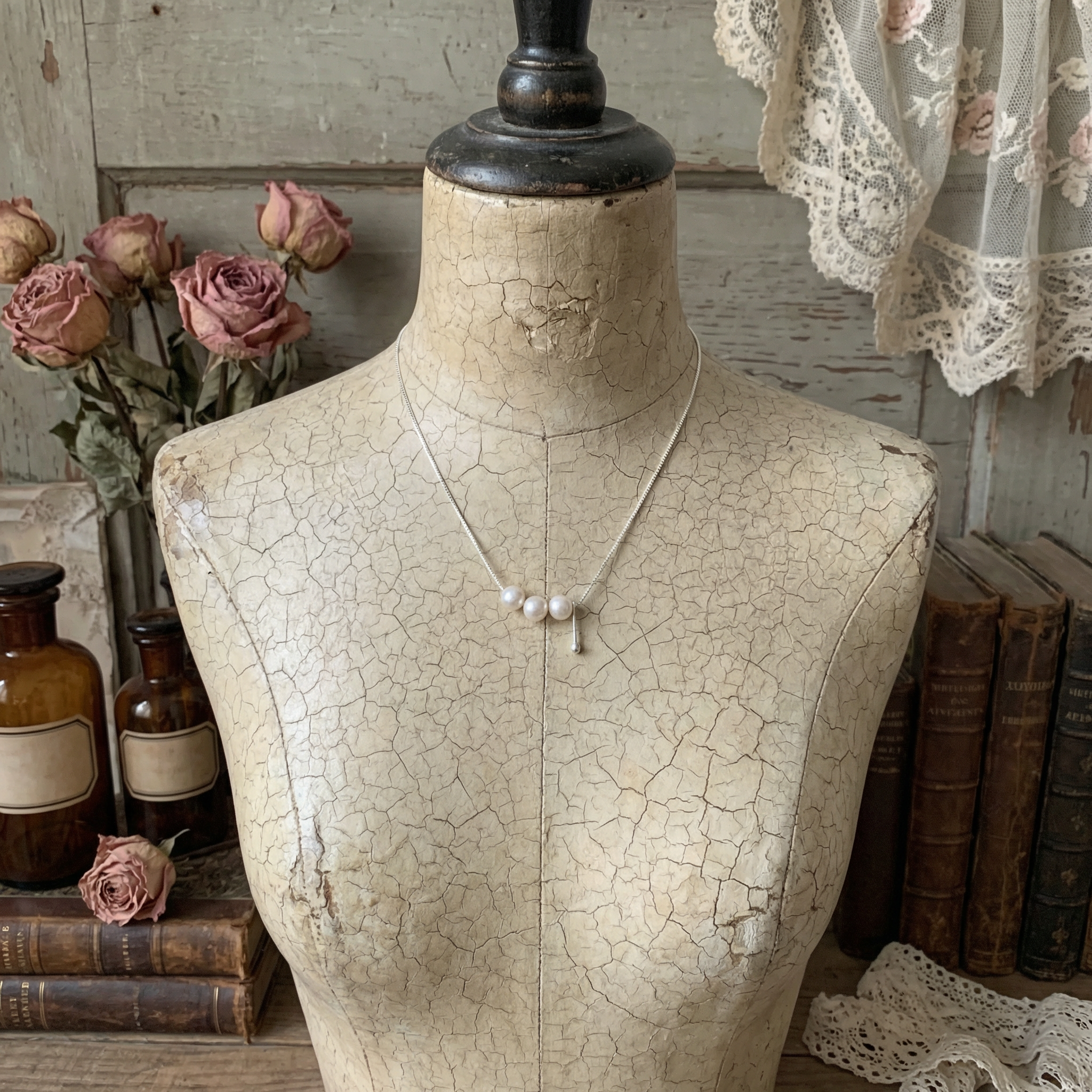 The Three Pearl Drop Necklace